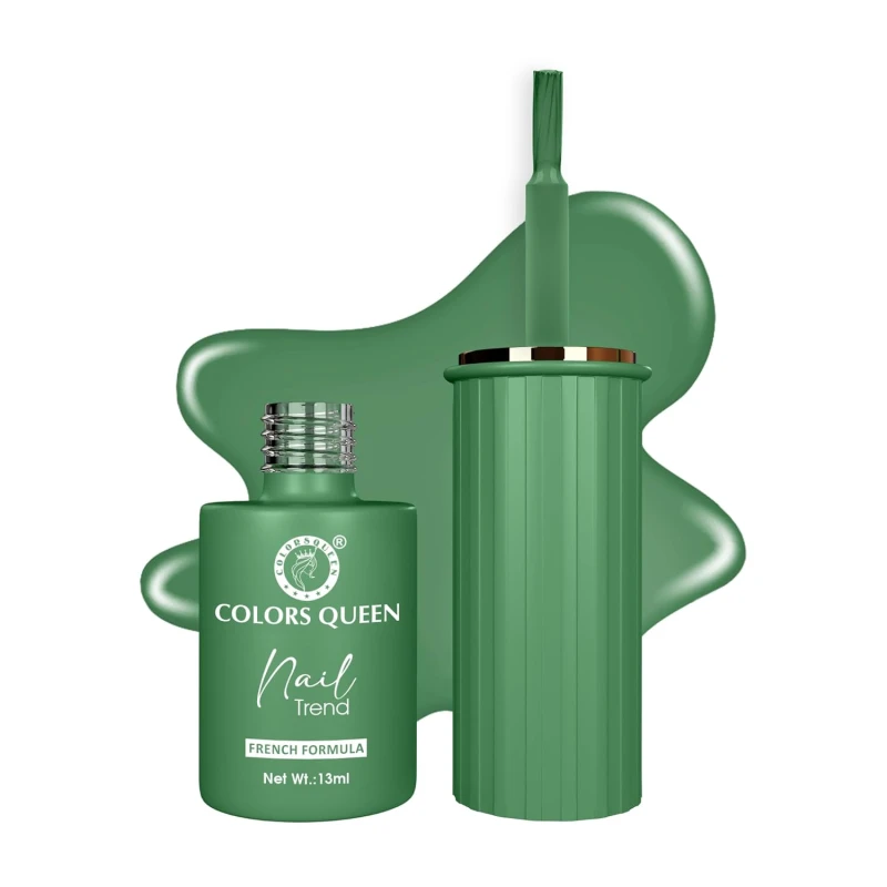 Colors Queen Nail Trend Glossy Nail Polish | Chip Resisting & Quick Drying Nail Paint with High Shine | 7 Toxin Free Formula | Vegan & Cruelty Free | Long Lasting & Vibrant Nail Paint for Women ( Kombu Green, 13ml) - Thumbnail 2